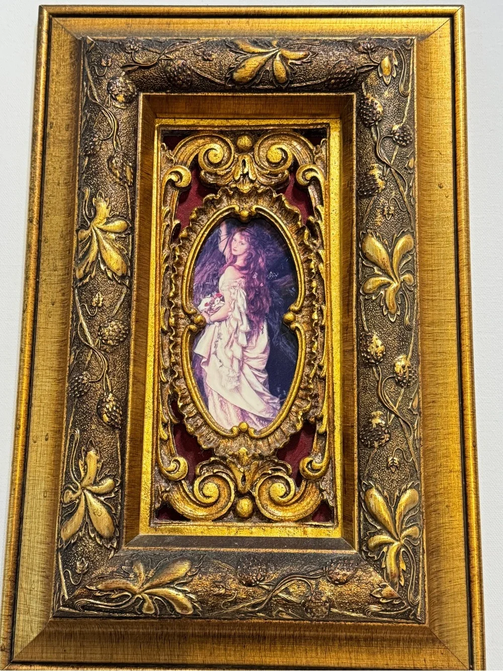Rare Vintage ORNATE GOLD FRAME OPHELIA BY ARTHUR HUGHES PRINT 15” X 10”